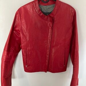 m0851 Red Leather Jacket for Women